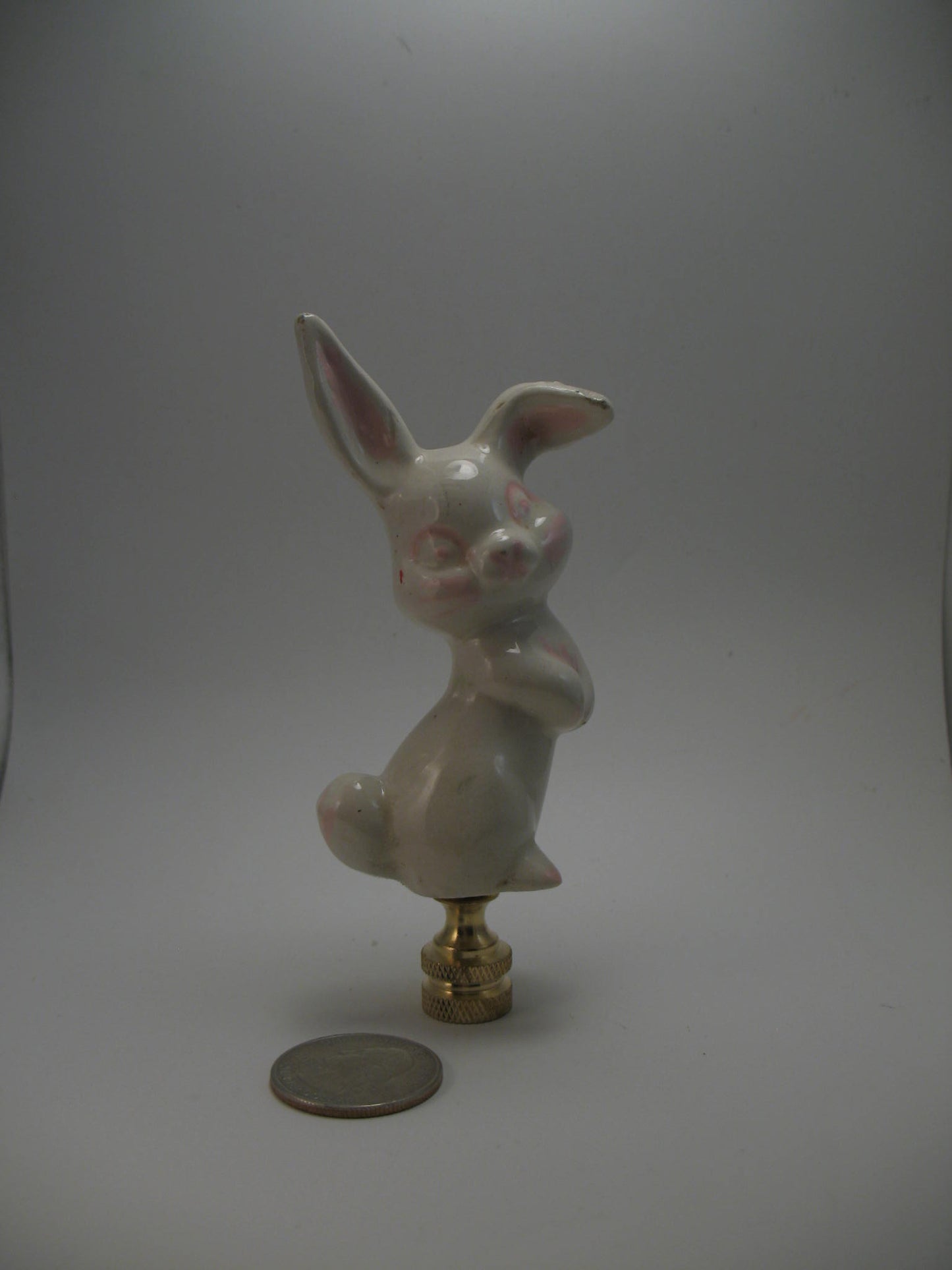 Lamp Finial White Ceramic Easter Rabbit Bunny