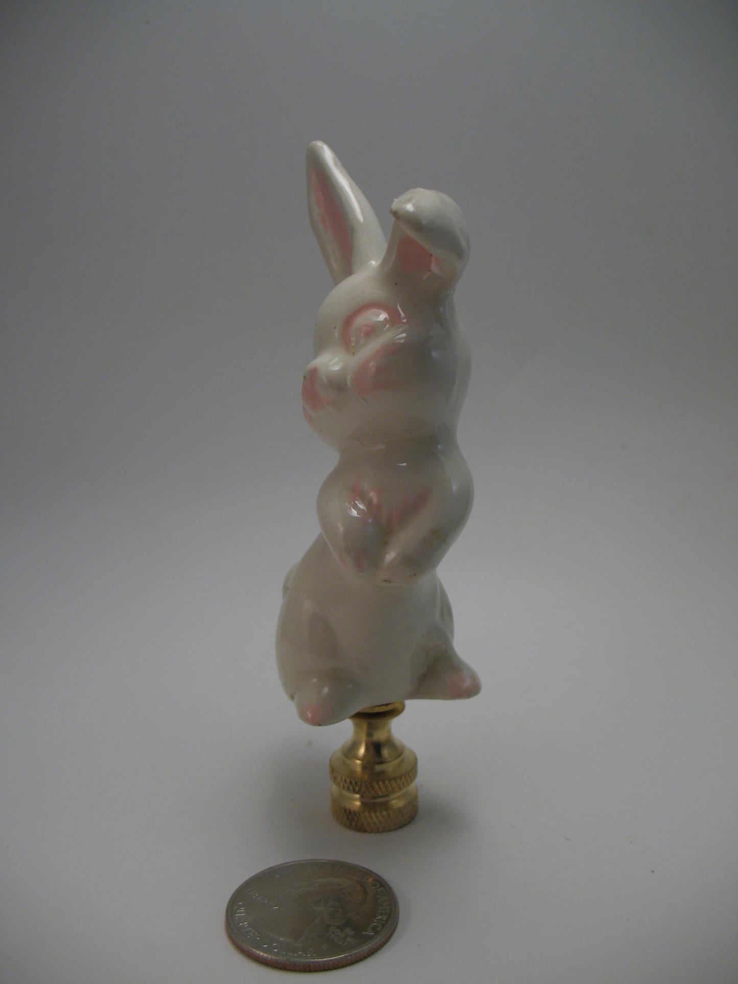 Lamp Finial White Ceramic Easter Rabbit Bunny