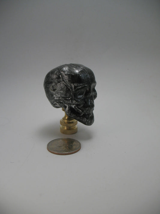 Lamp Finial Halloween Skull Black Silver Plastic