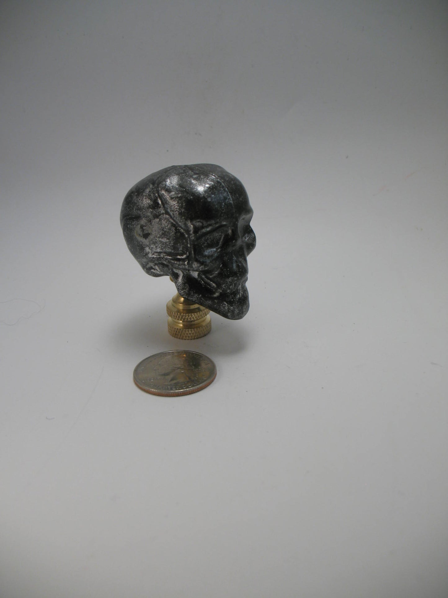 Lamp Finial Halloween Skull Black Silver Plastic