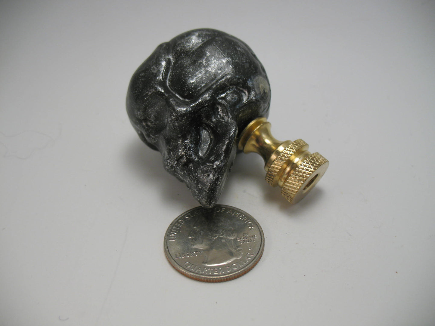 Lamp Finial Halloween Skull Black Silver Plastic