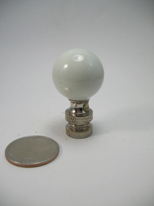 White Stone Ball Finial 25mm Brass Hardware Standard Thread
