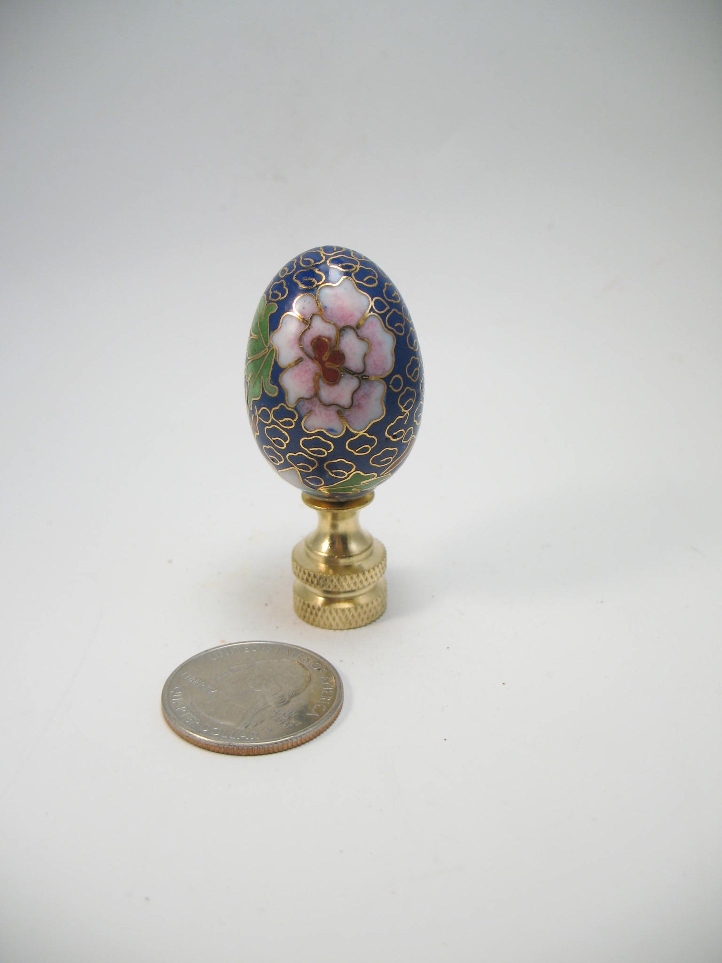 Navy Blue Cloisonne Egg Lamp Finial