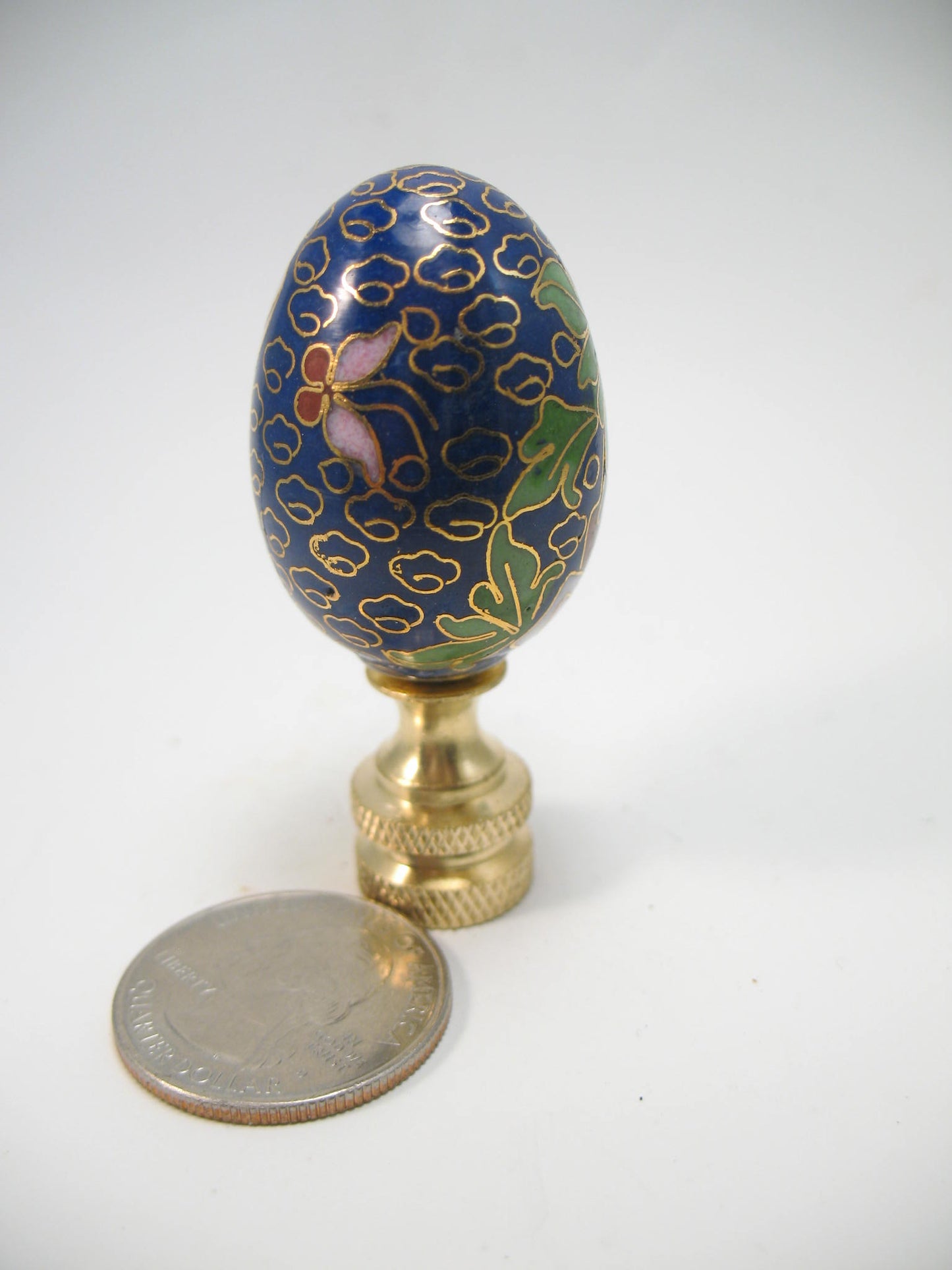 Navy Blue Cloisonne Egg Lamp Finial