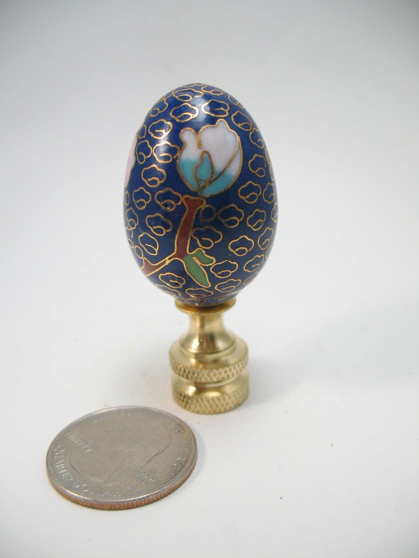 Navy Blue Cloisonne Egg Lamp Finial