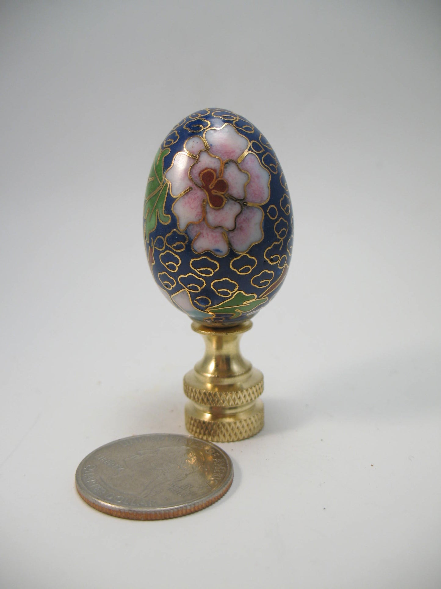 Navy Blue Cloisonne Egg Lamp Finial