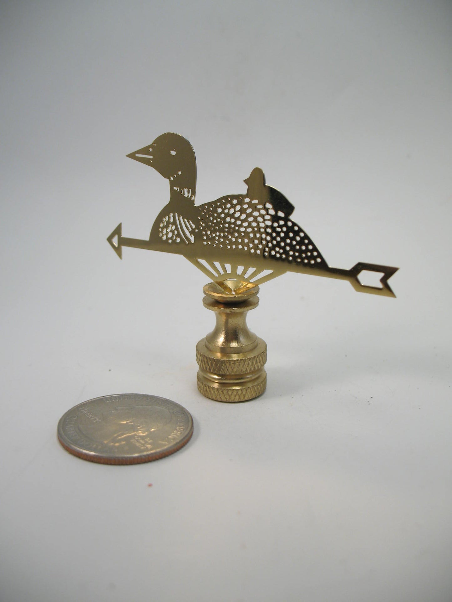 Small Brass Loon Weathervane Lamp Finial