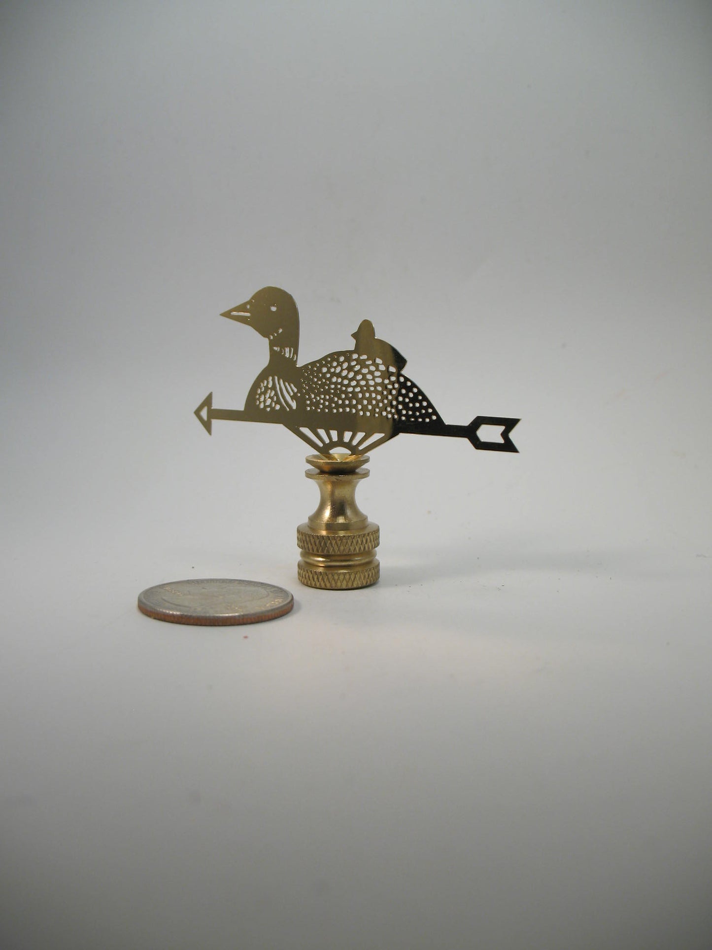 Small Brass Loon Weathervane Lamp Finial