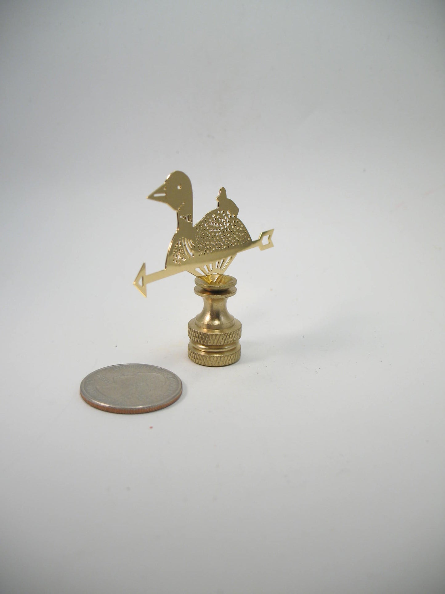Small Brass Loon Weathervane Lamp Finial