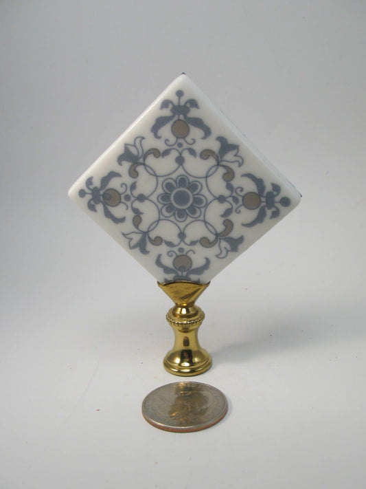 Blue and White Tile Lamp  Finial Standard Thread 1019Y