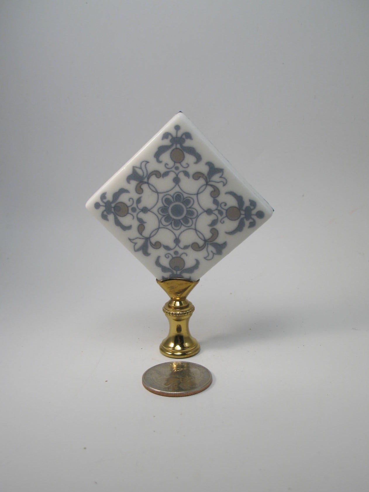 Blue and White Tile Lamp  Finial Standard Thread 1019Y