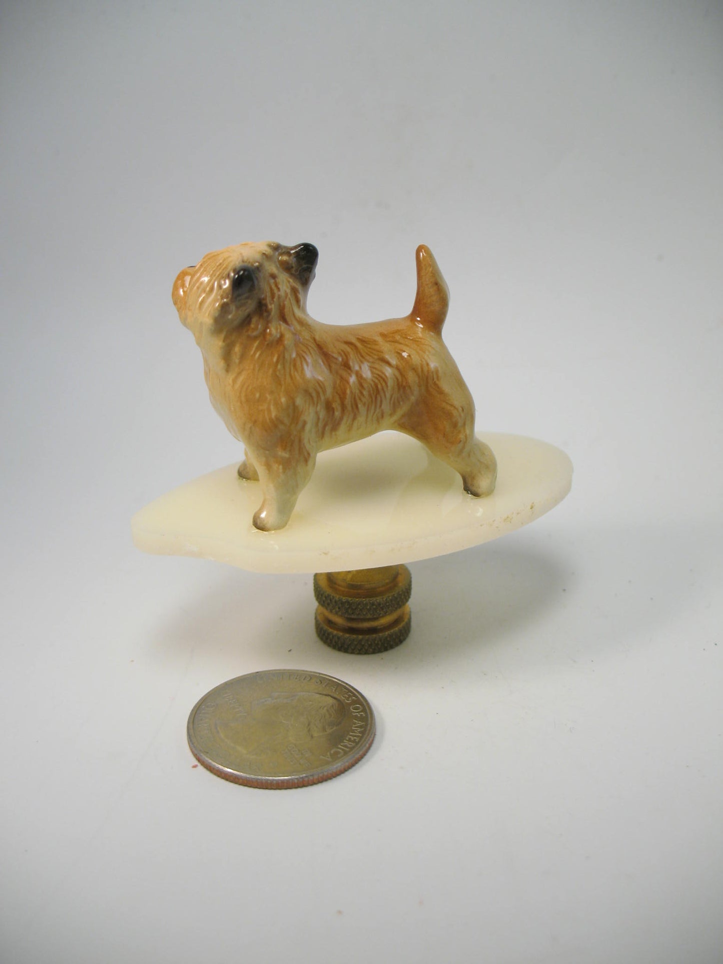 Small Tan Dog Lamp Finial