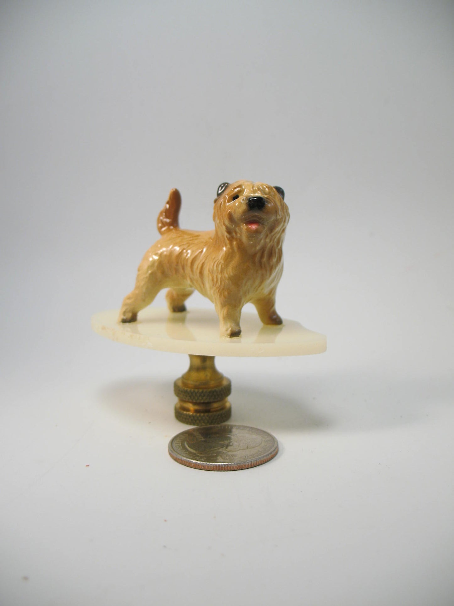 Small Tan Dog Lamp Finial
