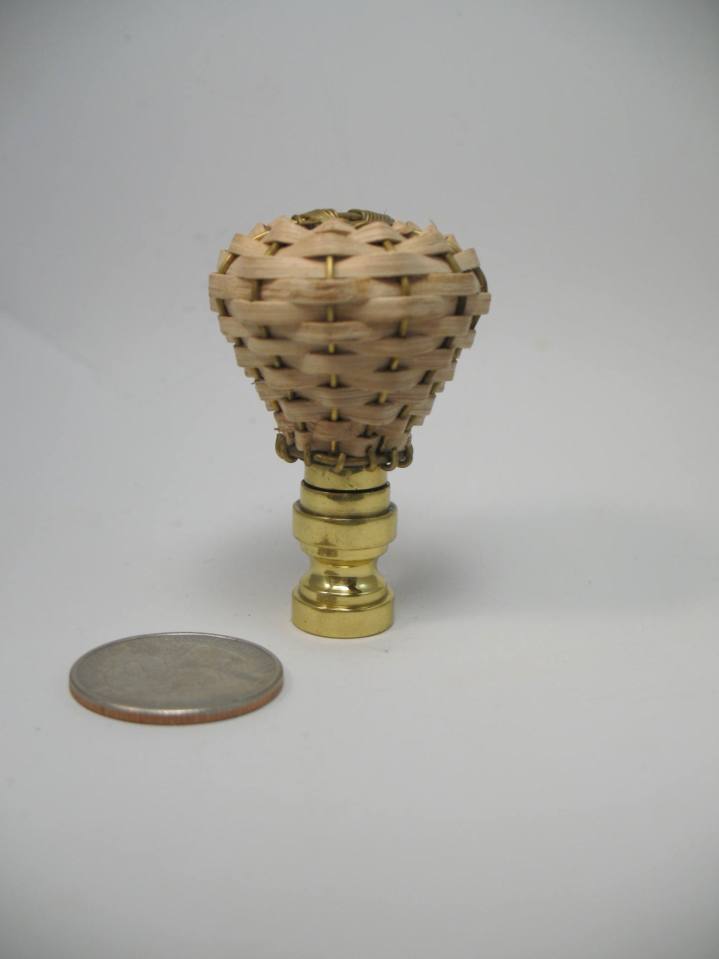 Woven Wicker and Brass Lamp Finial Knob