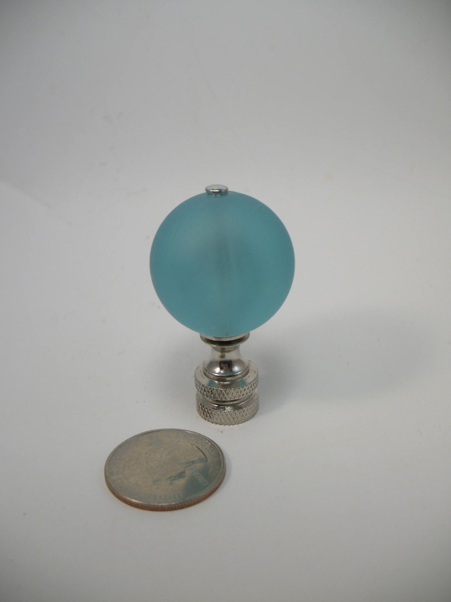 Aqua Acrylic Ball Lamp Finial Silver Tone Hardware