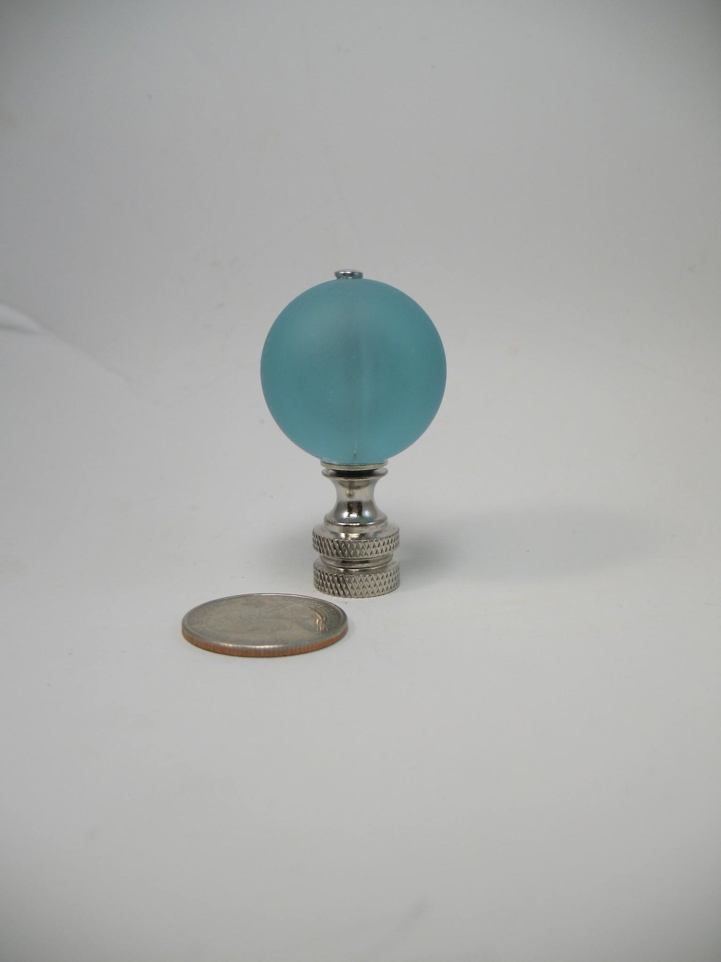 Aqua Acrylic Ball Lamp Finial Silver Tone Hardware