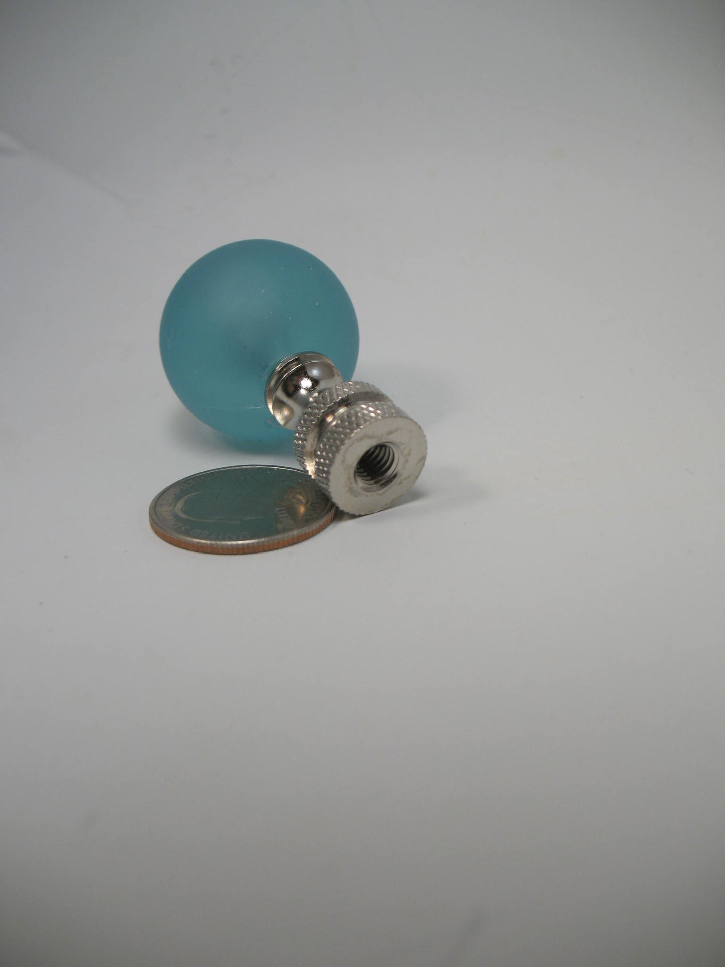 Aqua Acrylic Ball Lamp Finial Silver Tone Hardware