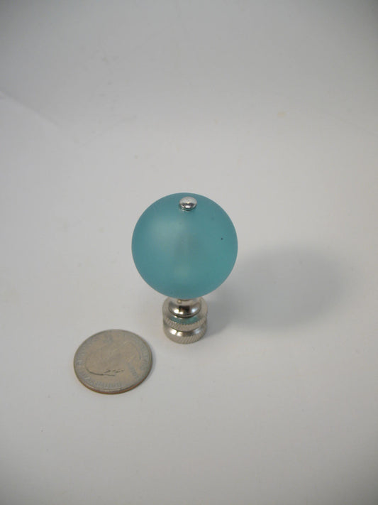 Aqua Acrylic Ball Lamp Finial Silver Tone Hardware