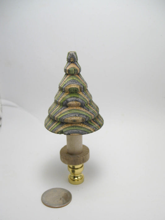 Hand Turned Wooden Christmas Tree Lamp Finial