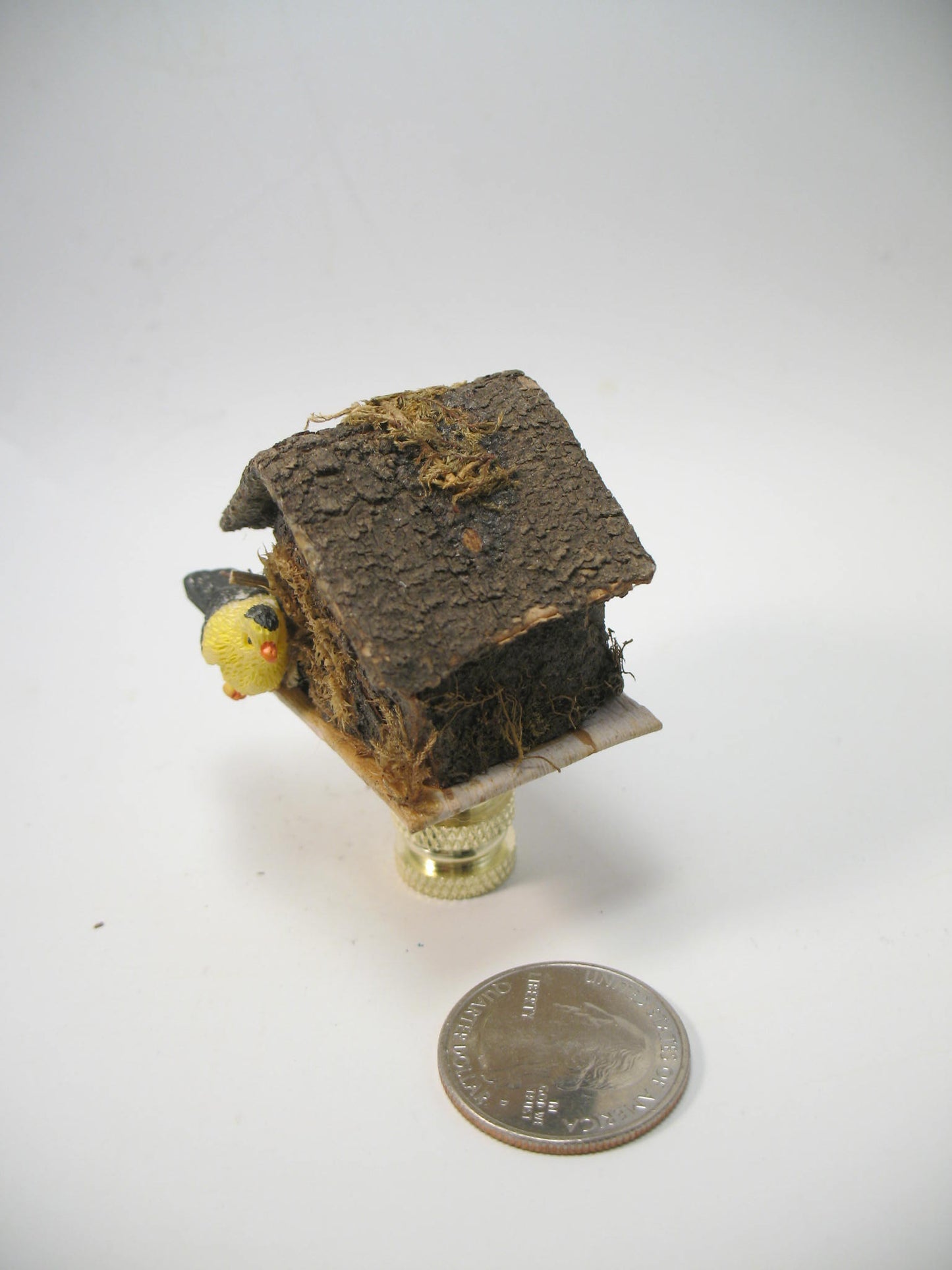 Lamp Finial  Birdhouse Yellow Bird