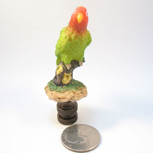 Lamp Finial Green and  Red Resin Parrot