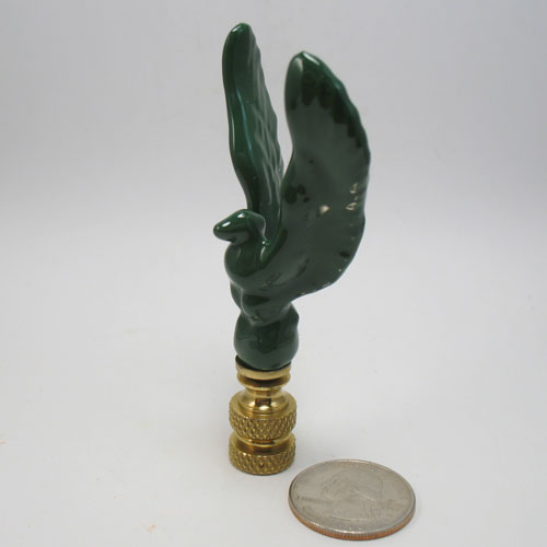 Lamp Finial Dark Green Ceramic Eagle