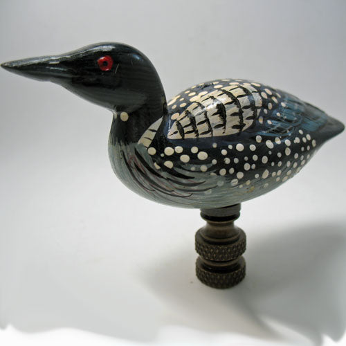 Lamp Finial Painted Loon