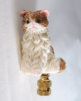 Finial:  White and Tan Fluffy Cat.