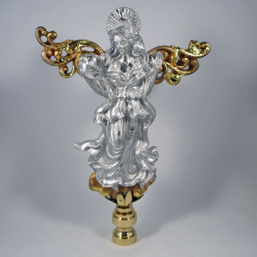 Lamp Finial Tall Gold and Silver Resin Angel