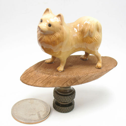 Lamp Finial  Small Tan Dog