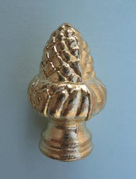 1 3/4 Inch tall Bright  Acorn Finial 1/8 ip thread