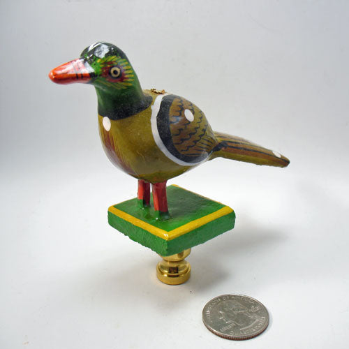 Lamp Finial Folk Art Wooden Painted Bird