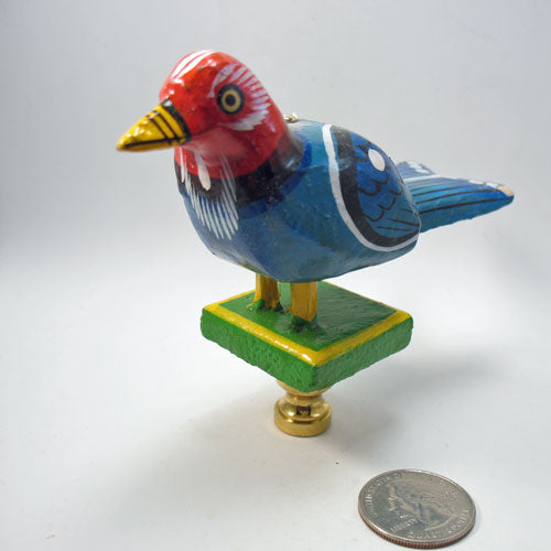 Lamp Finial Painted Folk Art Bird Wooden