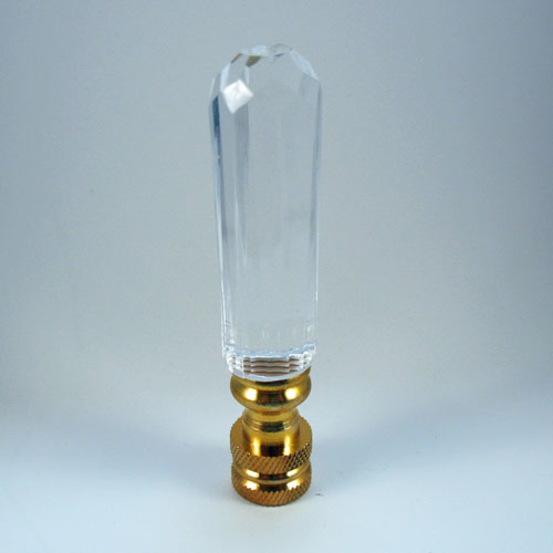 Lamp Finial:  Clear Acrylic Tall Cylinder Prism