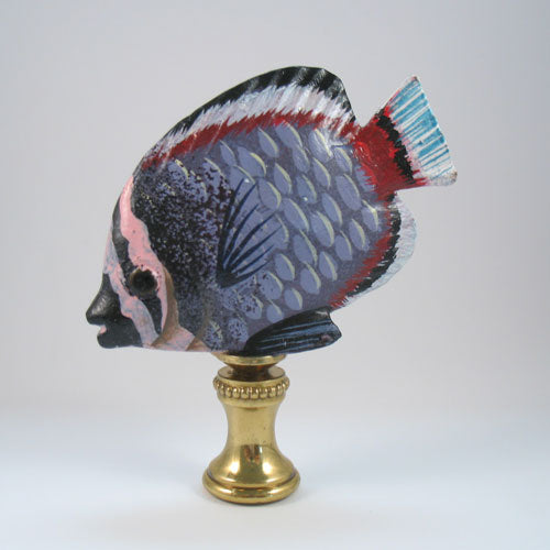 Lamp Finial:  Colorful Hand Painted Wooden Tropical  Fish