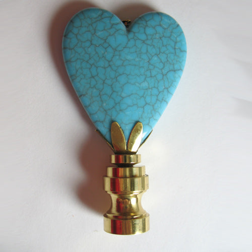 Lamp Finial Faux Turquoise Heart