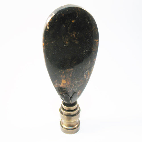 Lamp Finial Gold Leaf and Resin Brown Teardrop