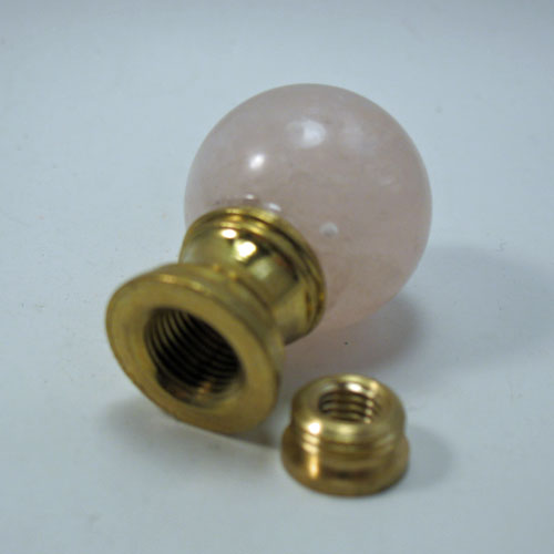 Lamp Finial Small Pink Stone Dual Thread