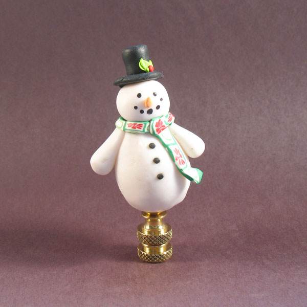 Lamp Finial:  Cute Snowman with Top Hat