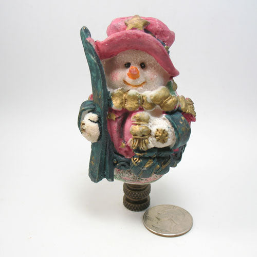 Lamp Finial Skiing Snow Girl Christmas