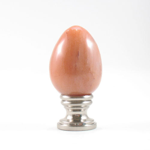 Lamp Finial, Copper Orange Jasper Stone Egg