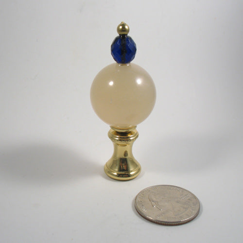 Lamp Finial Smoke Quartz 25 mm Ball Cobalt Accent