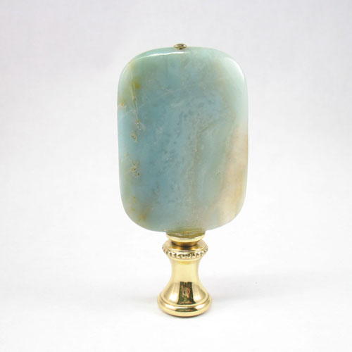 Lamp Finial:  Faux Aquamarine Rectangle Stone