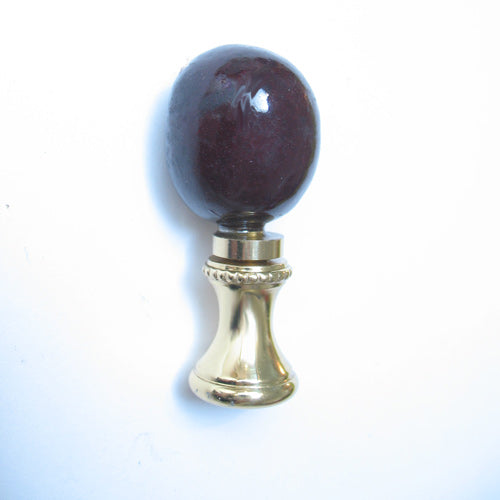 Lamp Finial Deep Maroon Round Stone