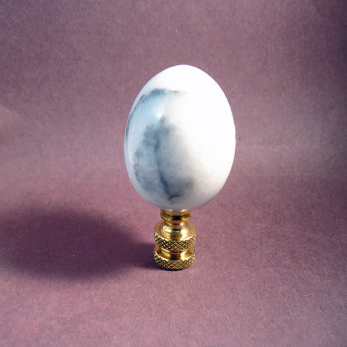 Lamp Finial White and Gray Marble Egg