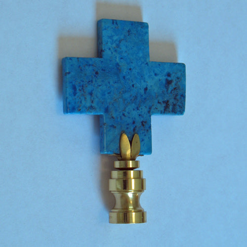 Lamp Finial Turquoise Stone Cross