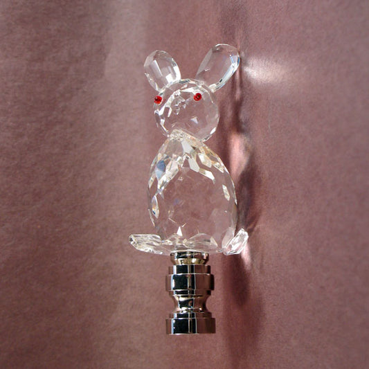 Lamp Finial:  Clear Crystal Bunny Rabbit