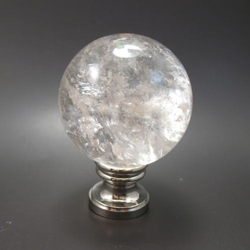 Lamp Finial Clear Quartz Stone Ball Silver Color Hardware