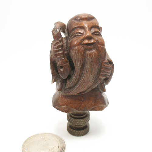 Lamp Finial Asian Boxwood Man