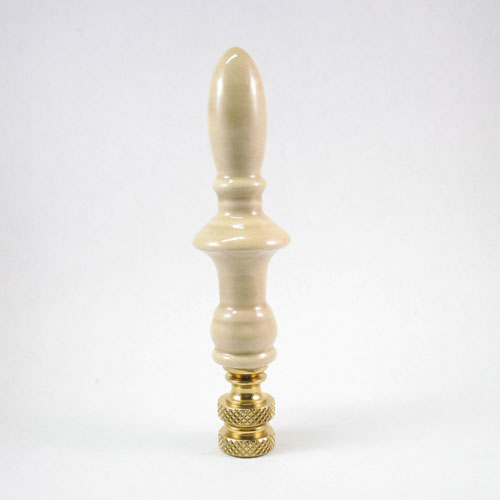 Lamp Finial:  Tan Light Beige Ceramic Spire